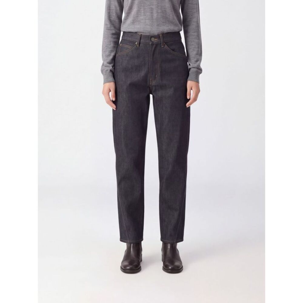 Lemaire Women Lemaire Mid-Rise Straight Jeans In Grey Cotton Denim